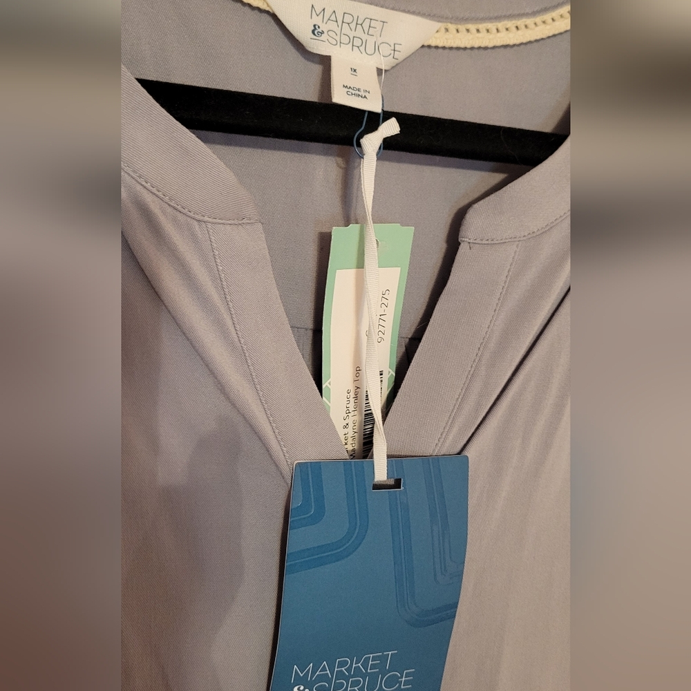 Market & Spruce Gray Lightweight 3/4 Length Sleeve Shirt, NWT - Picture 2 of 4